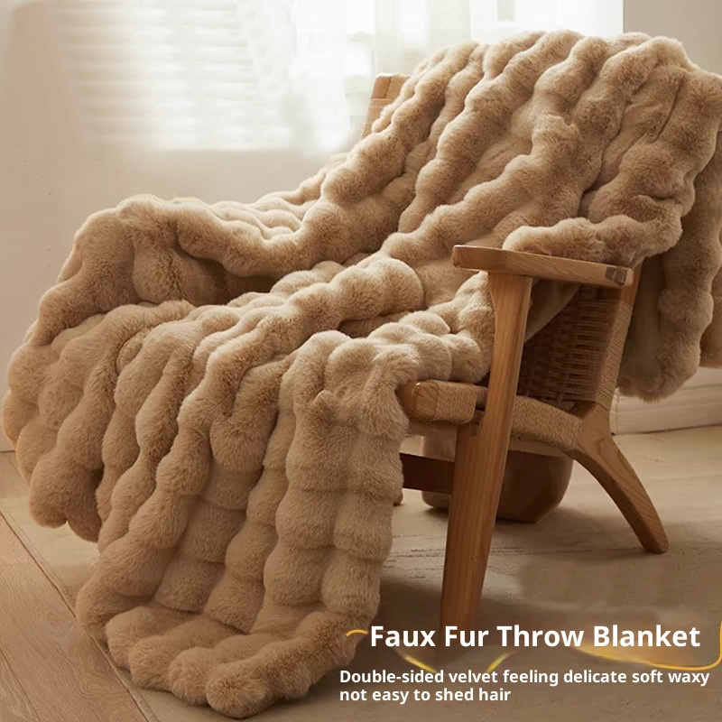 Heavy-weight Double-layer Imitation Rabbit Fur Blanket, Thick And Warm, Office Nap Blanket, Home Cover Blanket