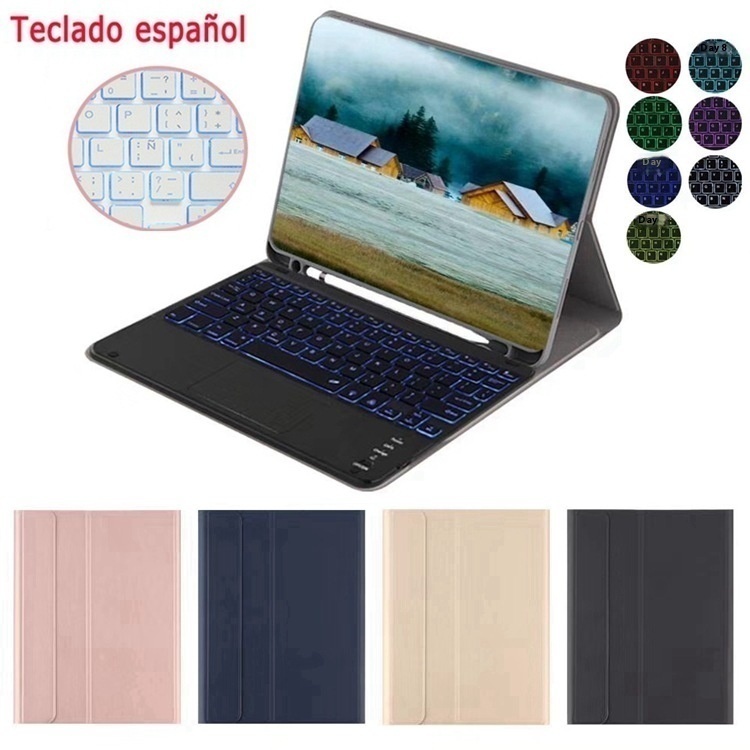 Applicable To IPad Pro11 Spanish Touch Backlight Bluetooth Keyboard Protective Cover10.2 Keyboard Leather Cover