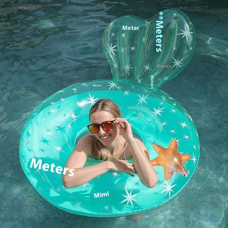Special Starfish Sequin Mermaid Swimming Ring Pvc Thickened Adult Enlarged Translucent Star Swimming Ring