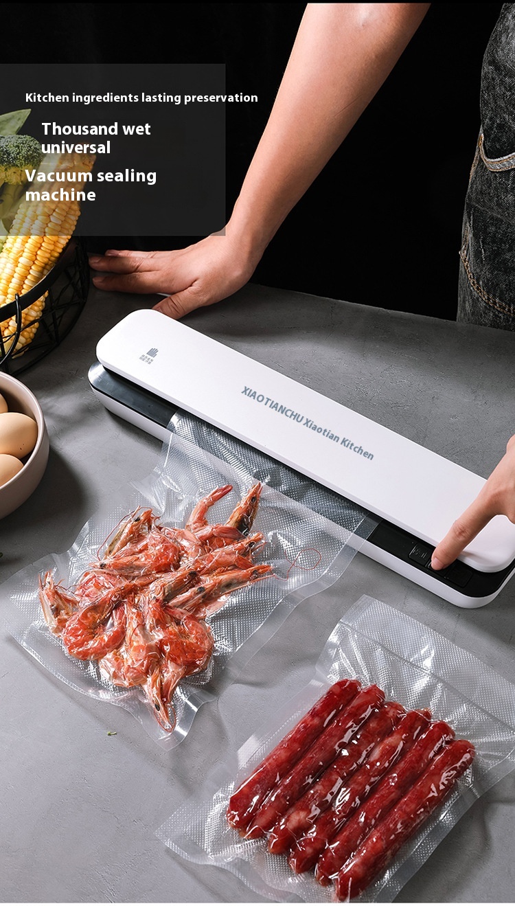 Large Suction Small Household Vacuum Sealer Food Preservation Sealing Machine Dry Wet Powder Oil Universal Plastic Sealing Machine