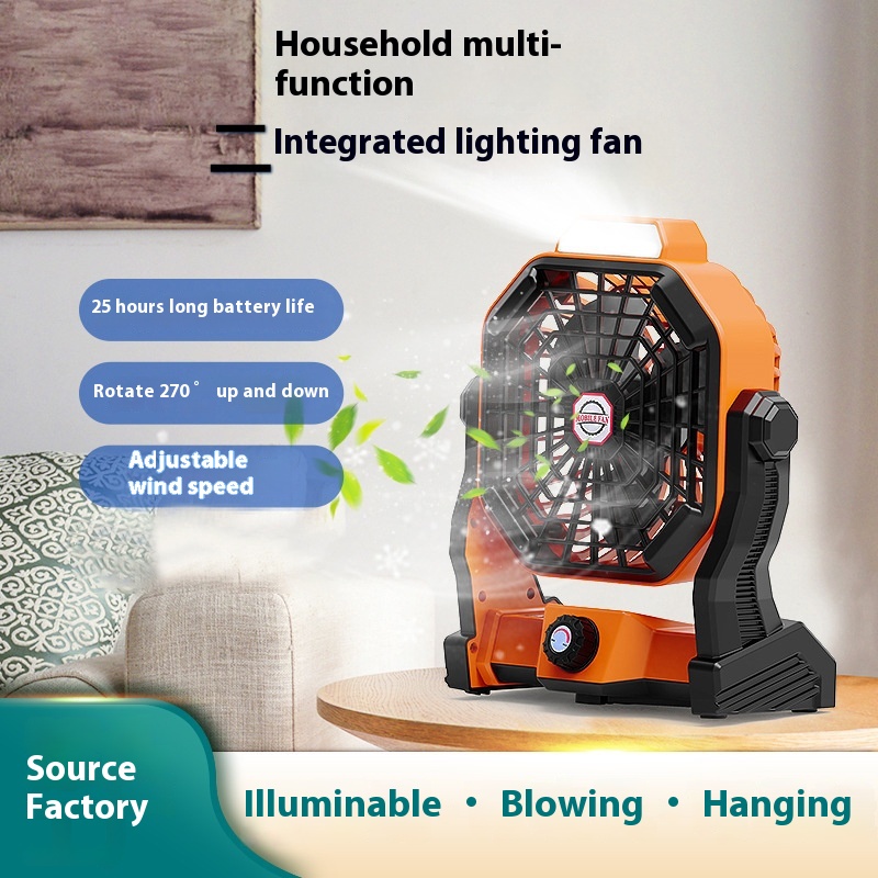 Outdoor Camping Fan Usb Charging Lighting Camping Fan Light Portable Desktop Desktop Electric Fan X20