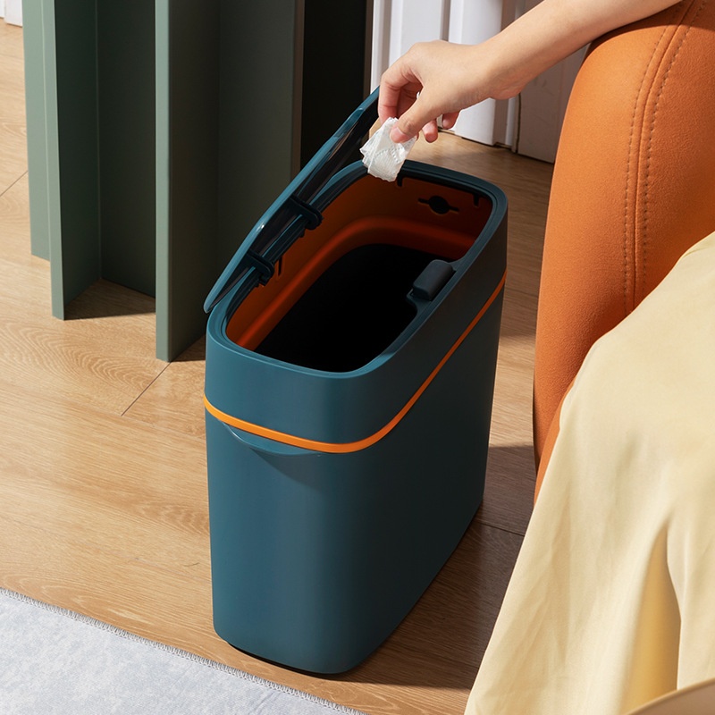 Trash Can Household Living Room Gap With Cover Toilet Toilet Narrow Small Wastebasket Light Luxury Push-type Toilet Paper Bucket P