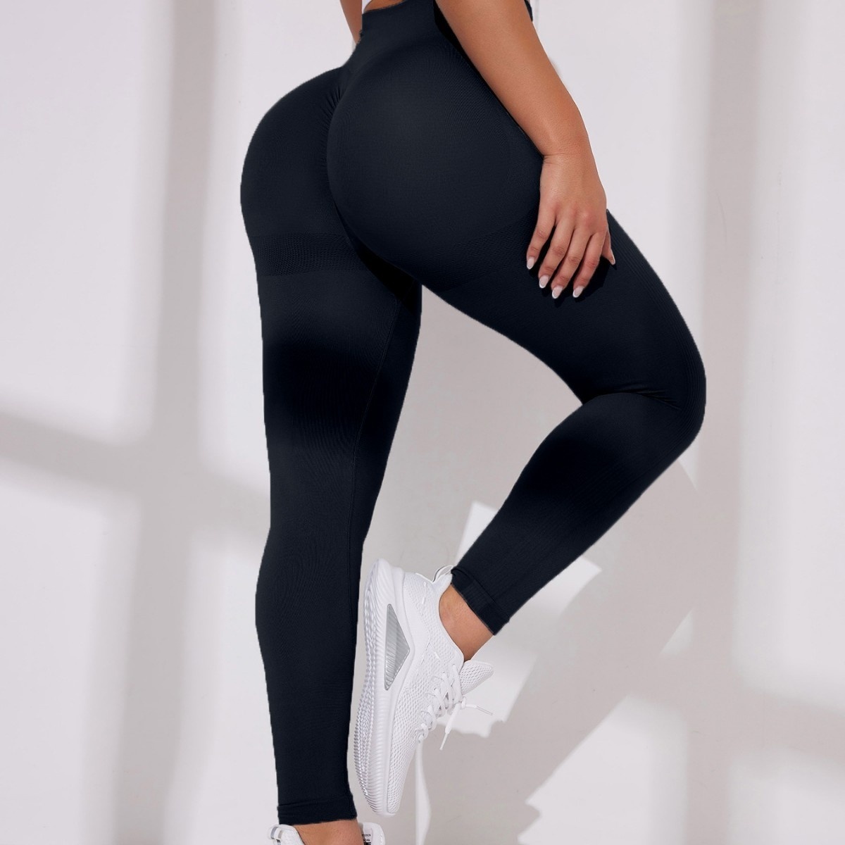 Seamless Knitted High Waist Yoga Pants Peach Hip Fitness Pants Women's High Elastic Tight Hip Pants Sports Training Autumn