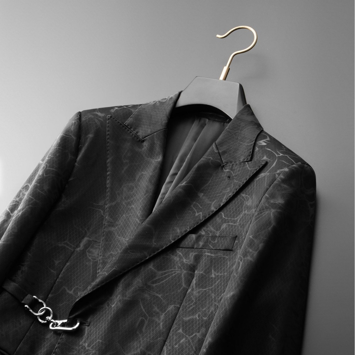 High-end Dark Flower Leather Suit Jacket For Men High-end Autumn And Winter Slim Fit Business Casual Side Button Suit Tops