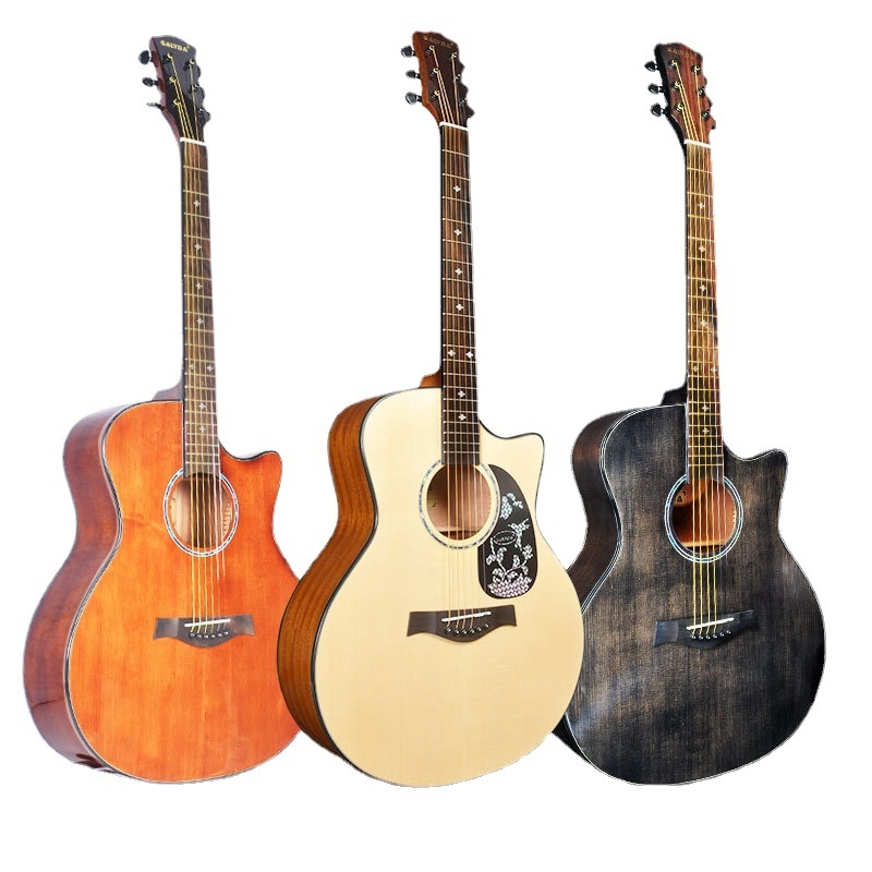 Drops Rosewood Veneer Guitar And Comes With A Full Set Of Accessories41-inch Electric Box Acoustic Guitar Folktrument
