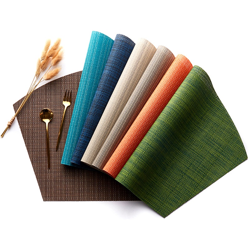 Fan-shaped Pvc Placemats Textilene Anti-slipulation Pads Hotel Restaurant Bamboo Pattern Western Placemats