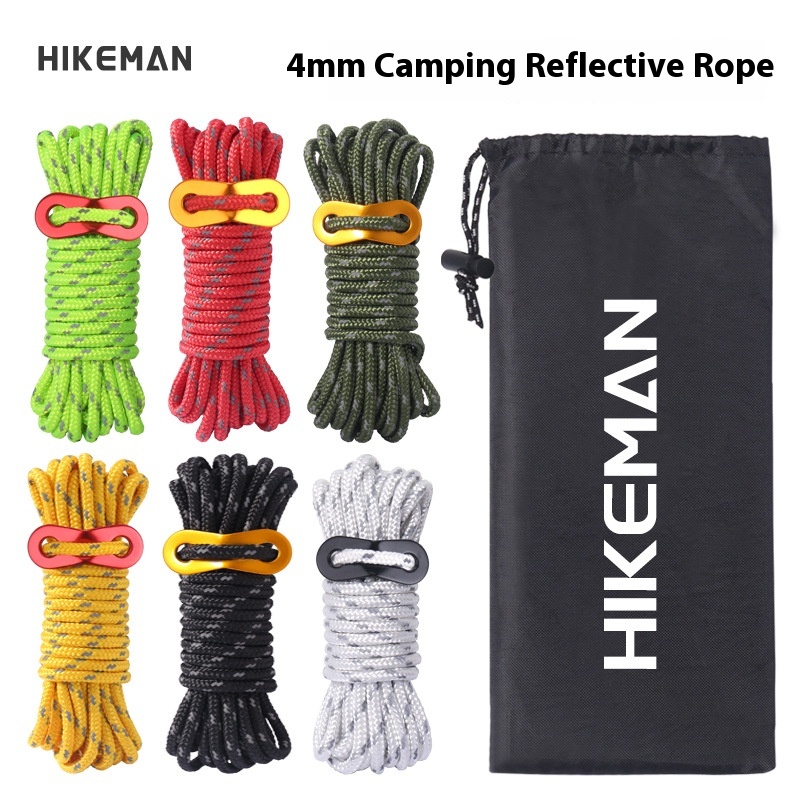 Popular Tent Rope Outdoor Camping Canopy Pull Rope Reflective Windproof Rope Clothesline Nylon Rope Six Sets