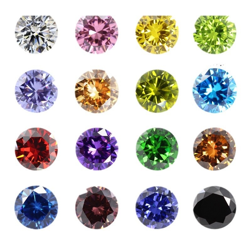 Huagang Gem Round Zircon Bare Stone Ring Wuzhou Sharp Bottom AAA White Color Artificial CZ Hao Stone