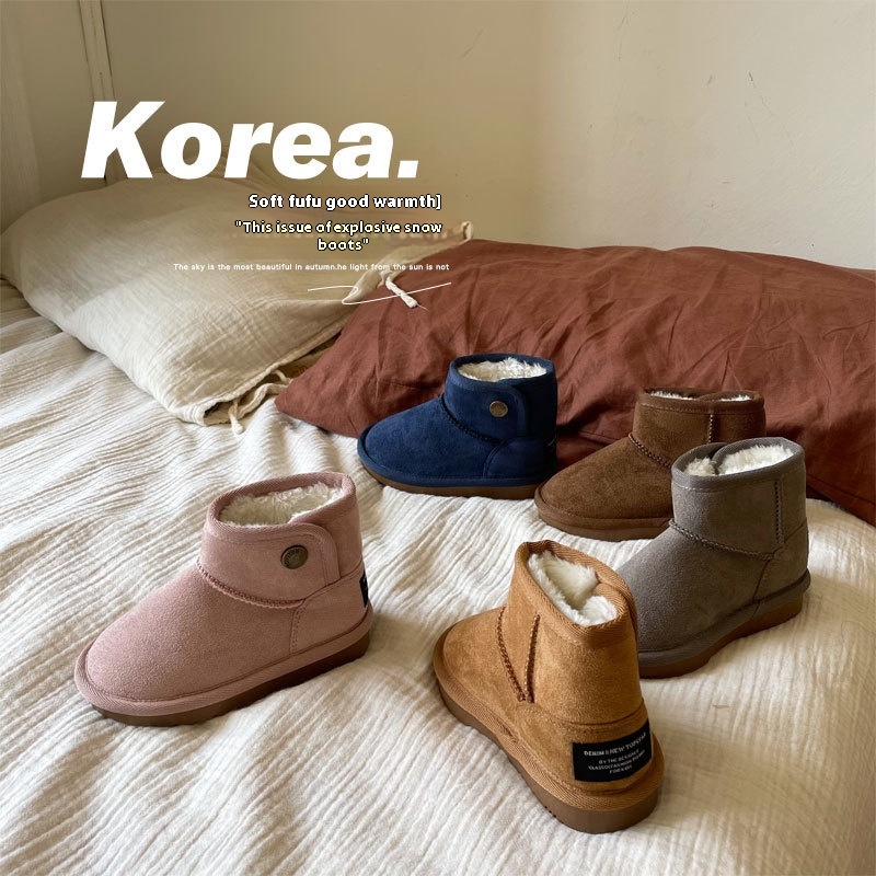 Winter Children's Snow Boots Korean Style Mid-Bonus Warm Boots Plus Velvet Children's Shoes1302