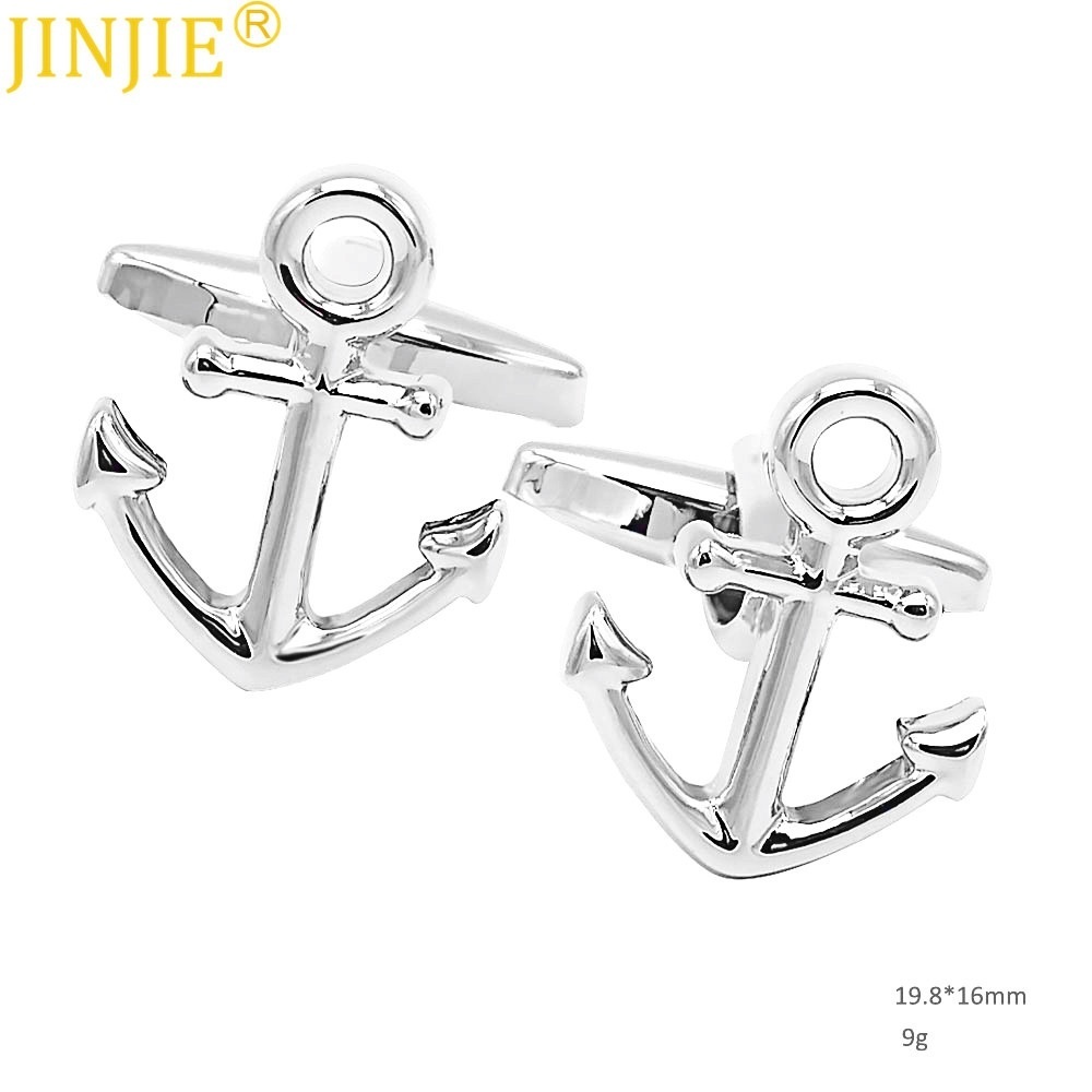 High-grade Electroplated Silver Anchor Cufflinks Foreign Trade Men's French Shirt Cufflinks Cufflinks