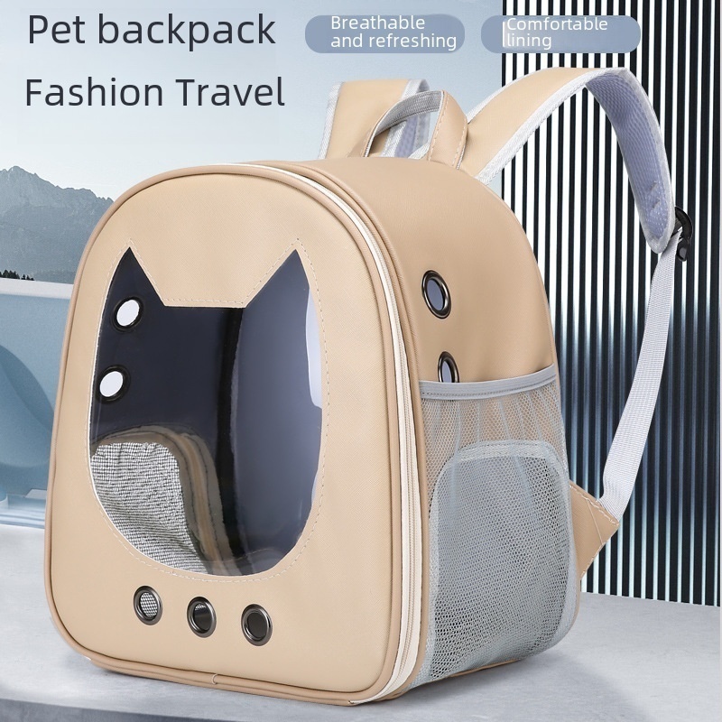 Pet Supplies Cat Bag Double Shoulder Space Bag Shallow Transparent Pet Bag Large Space Comfortable Breathable Cat Backpack
