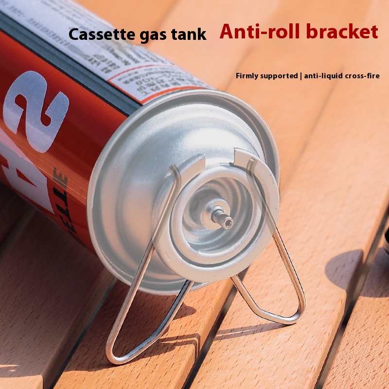 Outdoor Gas Tank Bracket Camping Portable Spring Long Gas Tank Support Frame Anti-leakage Metal Fixed Buckle