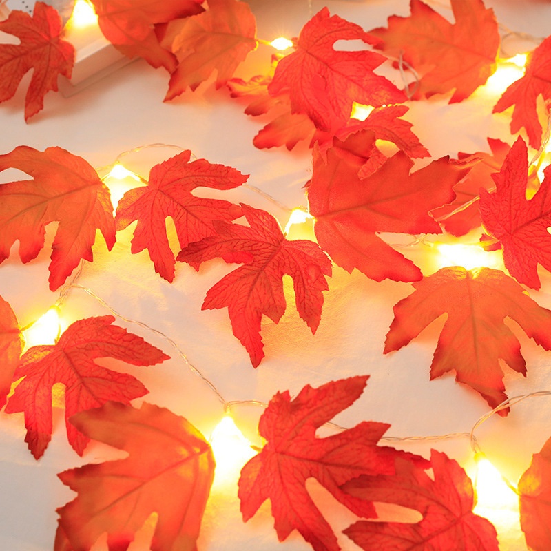 LEDLight String Halloween Maple Leaf Light String Simulation Leaf String Light Garden Holiday Decoration Battery Box Colored Light
