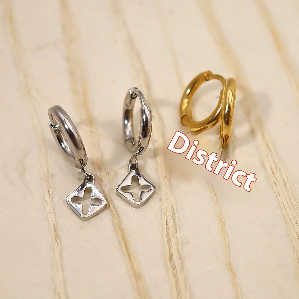 Style Old Flower Hollow Cross Pendant Ear Buckle Titanium Steel14 KGold Non-fading Slimming Advanced Earrings European And American Ear Rings