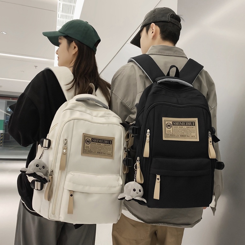 Schoolbag Female Student Nylon Retro Simple Junior High School Student Male Large Capacity Couple Backpack