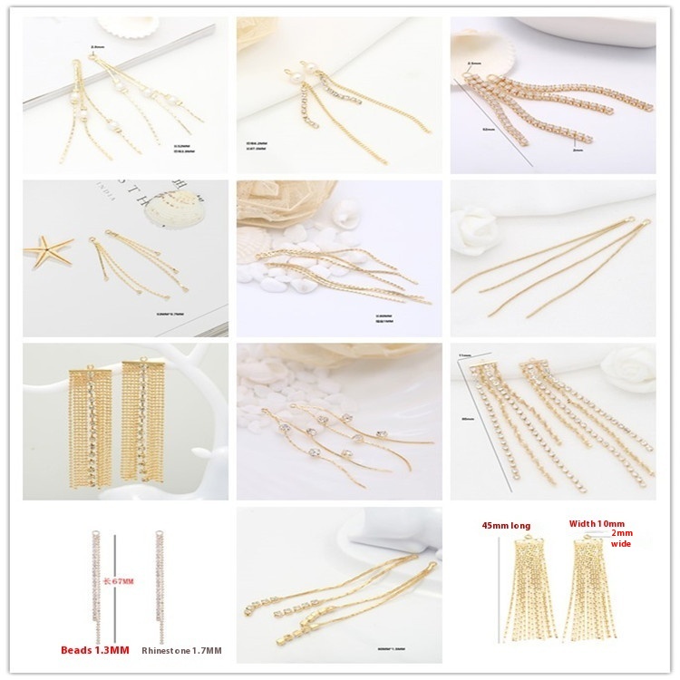 Long Tassel Pendant Jewelry Accessories Diy Pearl Earrings Inlaid Zircon Earrings Earrings Pendants For Women