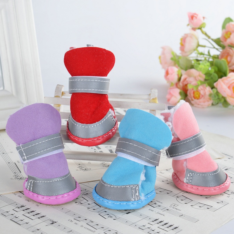 Reflective Winter Dog Shoes Thickened Non-slip Non-falling Snow Boots Pet Pomeranian Cat Teddy Small Dog Shoe Cover