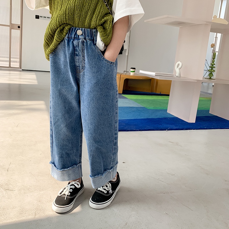 Amo Beibei Spring And Summer Children's Thin Curled Jeans Boys And Girls Korean Style Casual Loose Children's Pants