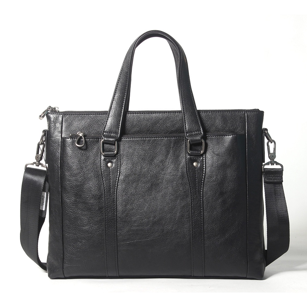 Genuine Leather Business Briefcase First Layer Cowhide Tree Paste Vegetable Tanned Leather Computer Bag Casual Crossbody Shoulder Bag