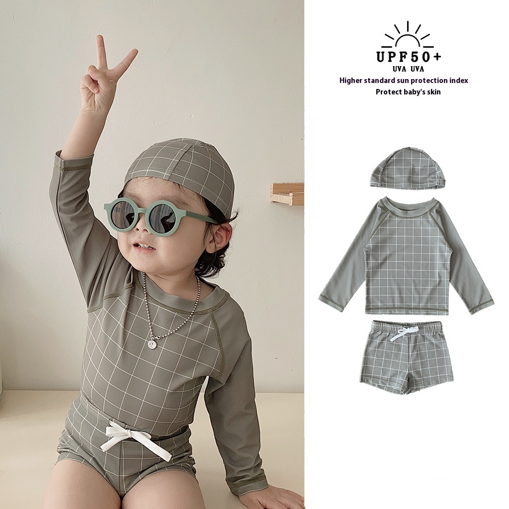 Boys Summer Split Swimsuit Baby Long-sleeved Sunscreen Beach Swimsuit Style Swimsuit