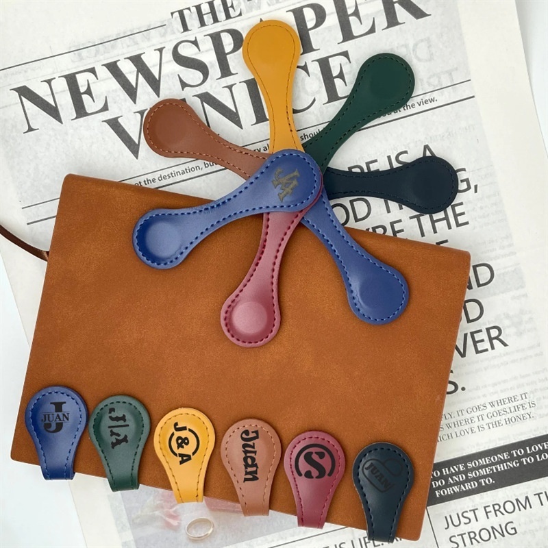 PULeather Magnetic Bookmark DIYPersonalized Wallet Bookmark For Book Lovers Magnetic Cable Winder Tie
