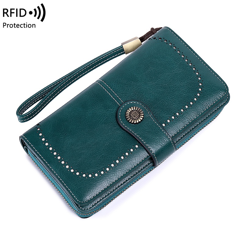 RFID Anti-magnetic Wallet Long Zipper Women Wallet Wallet European And American Large Capacity Clutch