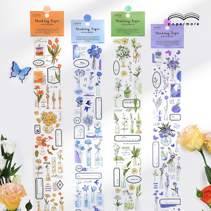 Paper More P E T Strip Tape Between Flower Shadow Series Collage Hand Account Material Sticker