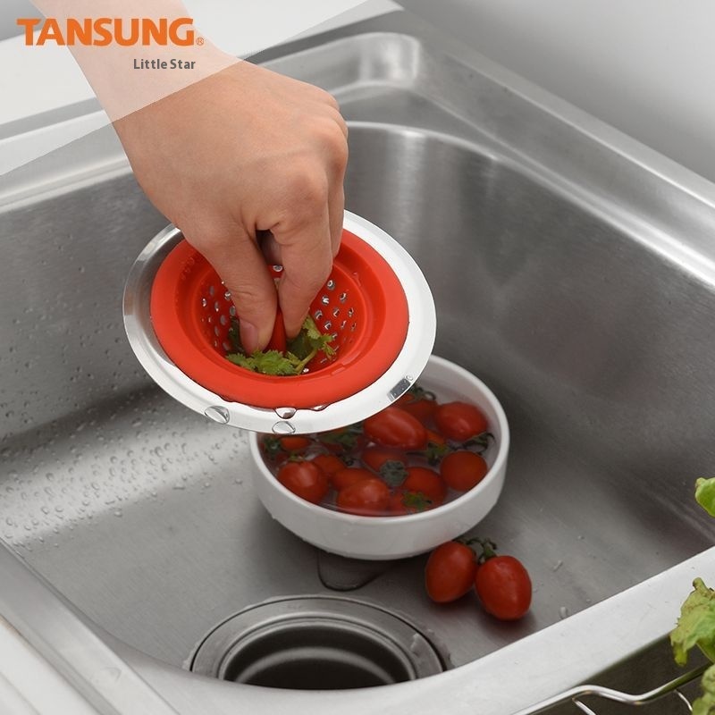 Kitchen Silicone Floor Drain Sink Filter Stainless Steel Floor Drain Anti-clogging Drain Plug Portable Filter