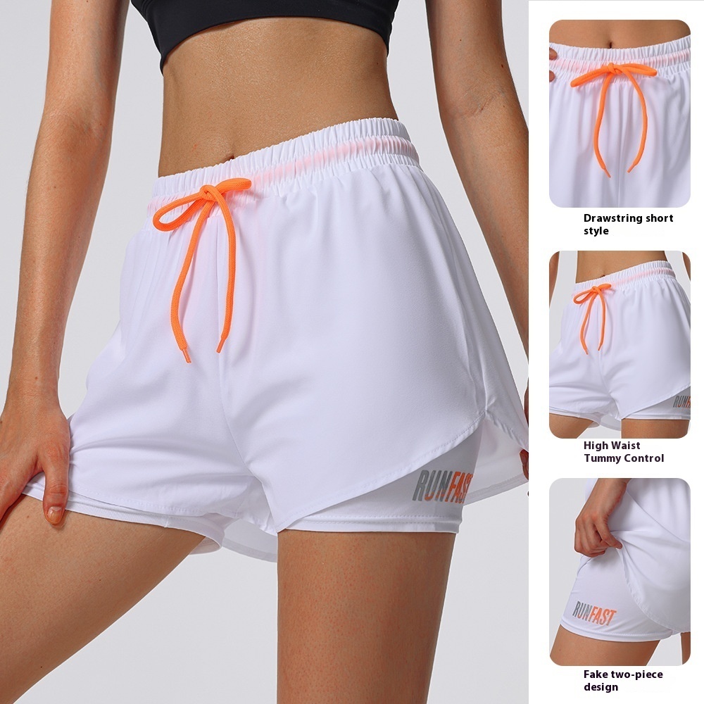 Sports Shorts Women's Summer Hot Pants Night Running Anti-light Yoga Pants Casual Quick-drying Running Breathable Fake Two-piece Fitness Pants