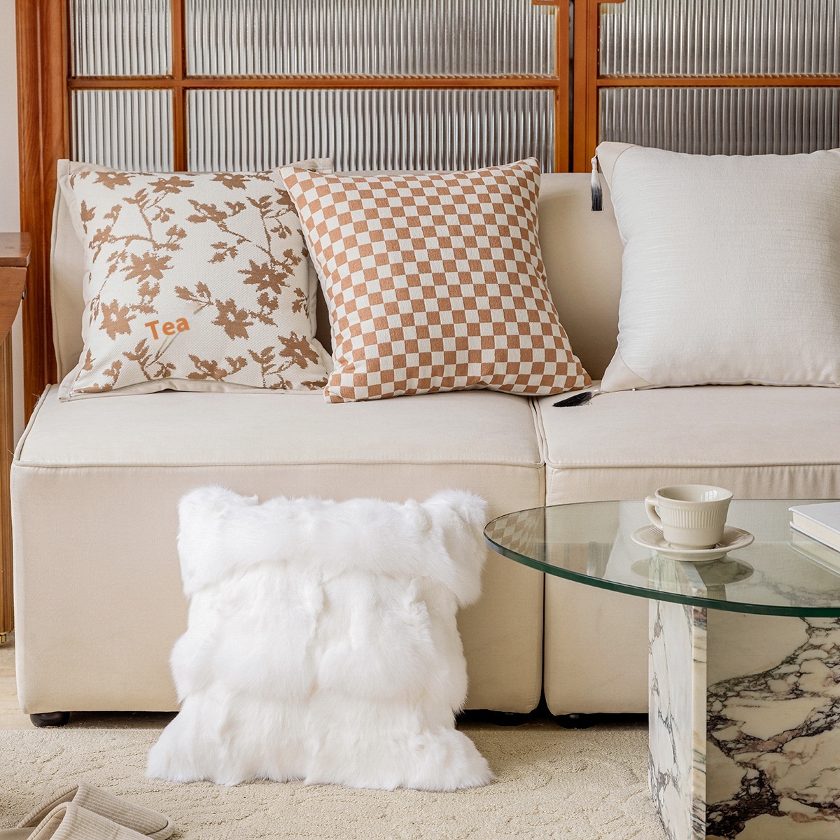 Orange Sofa Pillow Case Modern Simple Bedside Cushion Back Pillow Soft Pack Plush Bed Lumbar