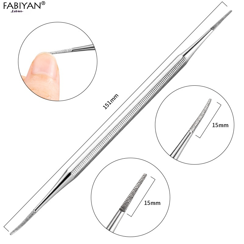 Stainless Steel Nail Remover Double-headed Steel Push Nail Clippers Nail Groove Spoon To Clean The Nail Seam Double-headed Nail Remover Planer Manicure Tool