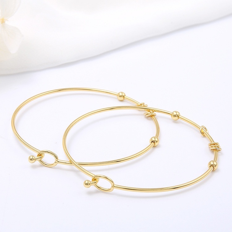 Han Shangna's DIYHandmade Ring Smooth Bracelet Simple Copper Plated14 KColor-preserving Gold Bracelet Jewelry Accessories