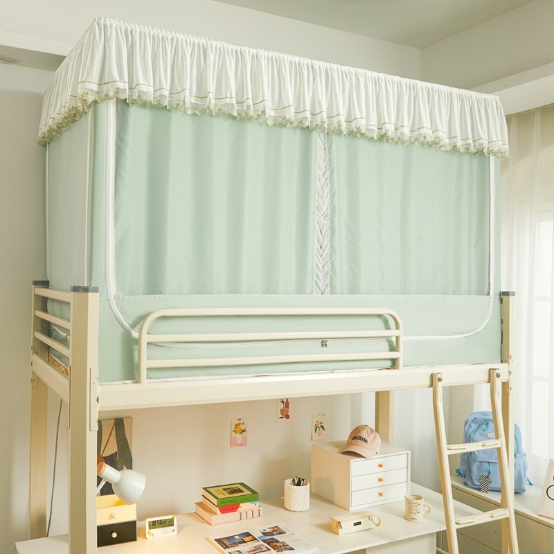 Princess Style Blackout Bed Curtain College Student Mosquito Net Dormitory Bed Curtain Integrated Single Living On Campus All-Inclusive Blackout Curtain