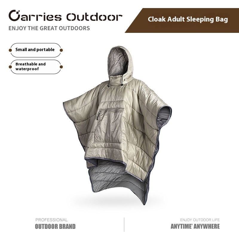 Cape-style Sleeping Bag Outdoor Adult Ultra-light Hollow Cotton Winter Thickened Cold-proof Wearable Cloak Adult Sleeping Bag