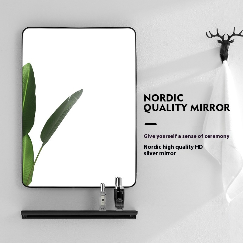 Modern Minimalist Bathroom Glass Bathroom Mirror Hotel Engineering Aluminum Alloy Cosmetic Mirror Wall Mirror