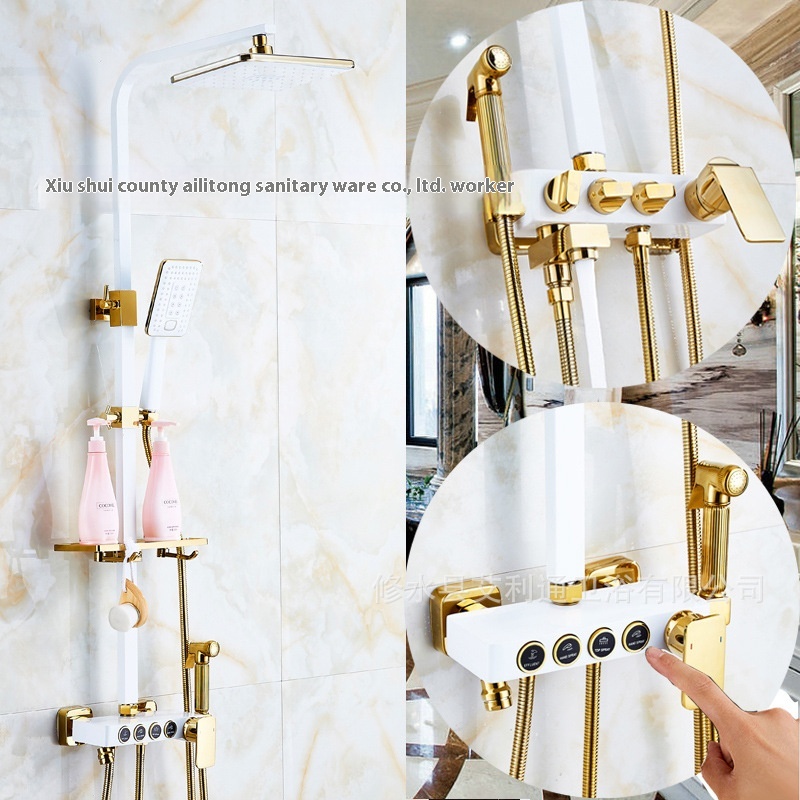 Platinum Shower Set Bathroom Shower Shower Booster Nozzle Light Luxury Smart Digital Display Shower