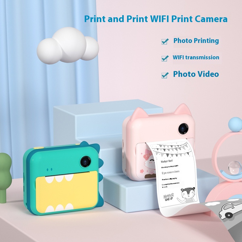 P1tant Children's Camera W I F I Printable2.4inch Cartoon Children's Digital Small S L R