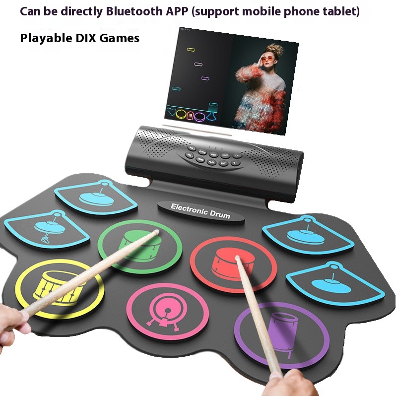 Desktop Hand-rolled Electronic Drum Portable Simple Folding Drum Set For Adults, Beginners And Children