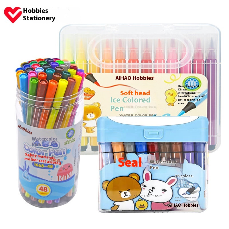 Hobby Stationery Watercolor Pens For Primary And Secondary School Students Art Supplies Washable Soft-head Children's Color Painting Pens
