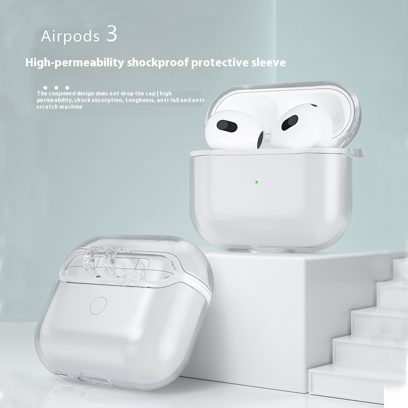 Suitable For All-inclusive Air Pods3 One-piece Earphone Case Apple4th Generation High-transparency Anti-fall, Dirt-resistant, Shock-proof Protective Cover Soft Case