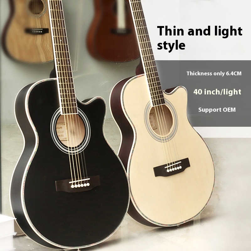 Folk Guitar40-inch Ultra-thin Barrel Bright Acoustic Guitar Guitar Student Adult E Q Electric Box Guitar