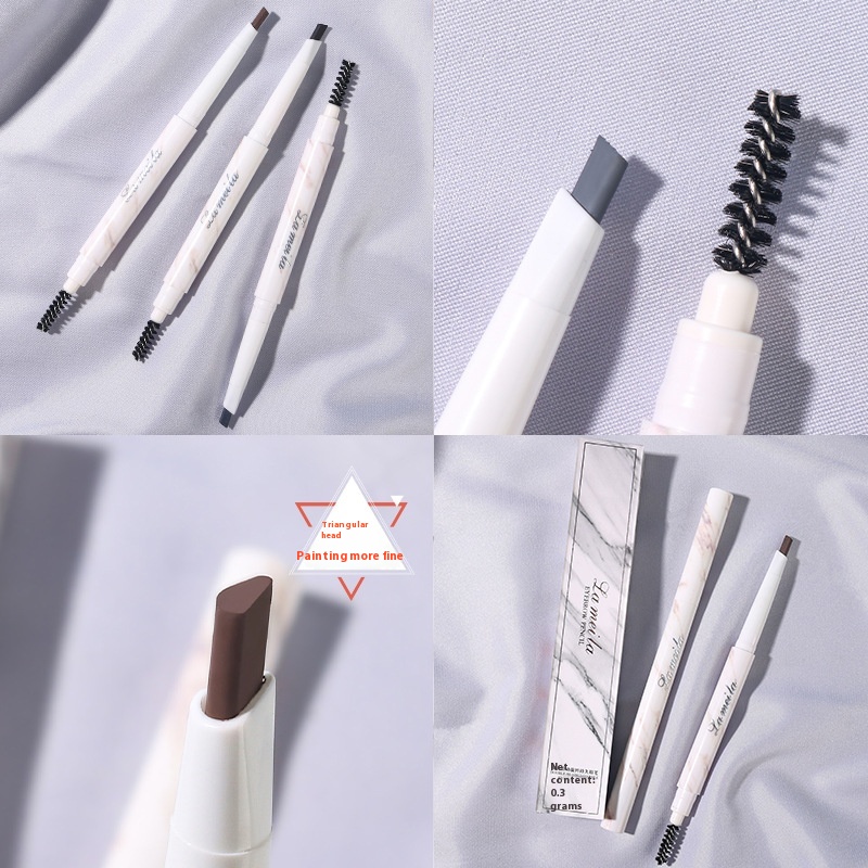 Marble Double-headed Eyebrow Pencil Is Waterproof, Sweat-proof, Not Easy To Fade, Natural And Long-lasting, Automatic Rotating, Popular Makeup For Beginners