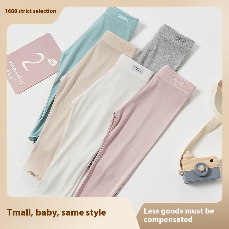 Girls' Leggings, Summer Thin Children's Modal Cropped Pants, Summer Wear, Baby Girl's Outerwear, Fashionable Mid-pants