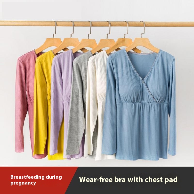 Single Top/spring And Autumn Confinement Clothes, Long-sleeved Pure Cotton Nursing Clothes, Nursing Clothes, Postpartum Autumn Clothes, Autumn Pants, Cotton Sweaters