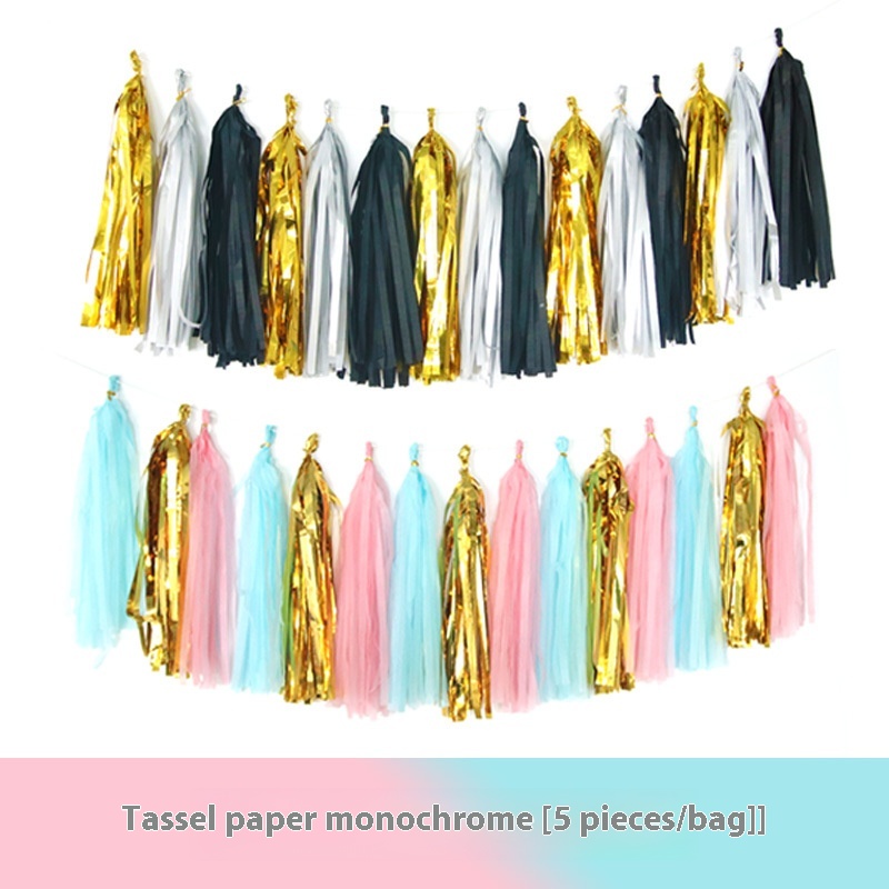 35cm Paper Tassel Ribbon Flower Birthday Arrangement Tassel Curtain D I Y Wedding Decoration European And American Party Supplies