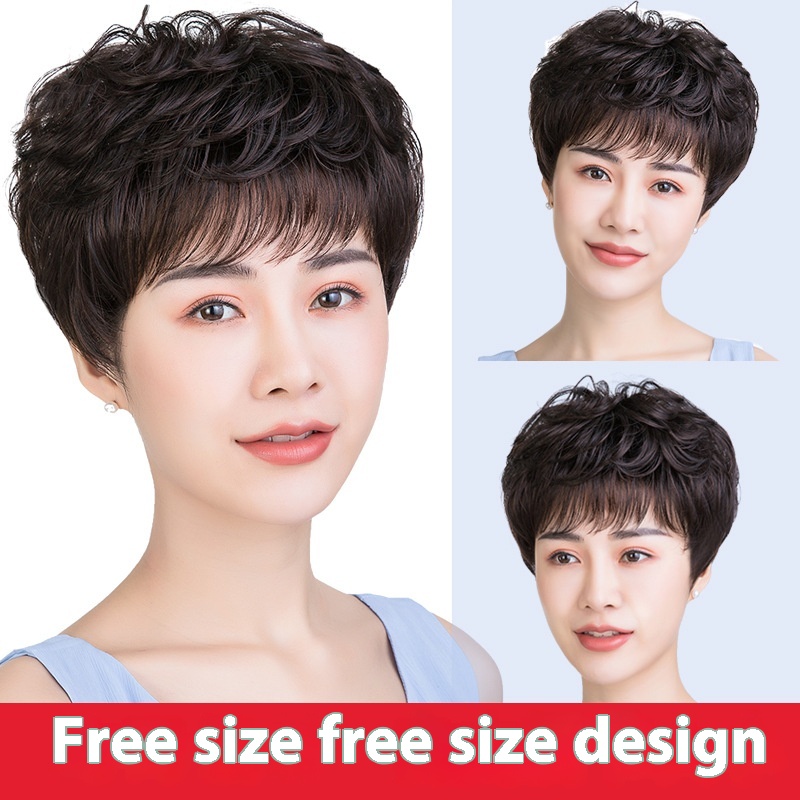 Wigs For Women With Short Hair, Middle-aged And Elderly Real Hair Wig Sets For Mothers And Ladies, Natural And Fashionable Real Hair Full Head Sets