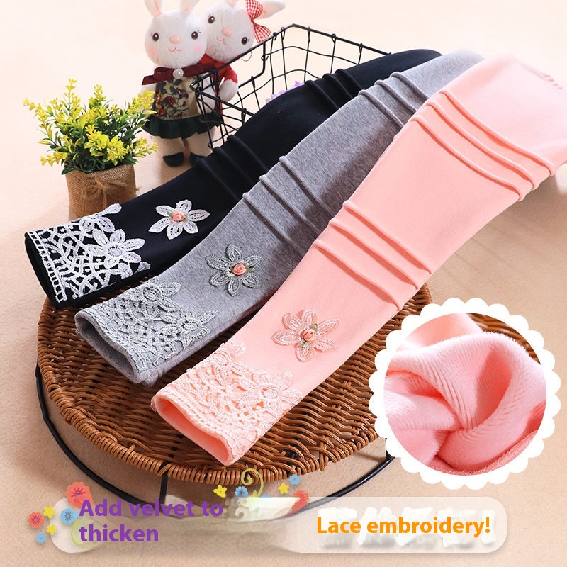 Children's Clothing, Girls' Velvet Leggings, Autumn And Winter Medium-thick Children's Girls' Stylish Korean Style Pure Cotton Princess Long Pants