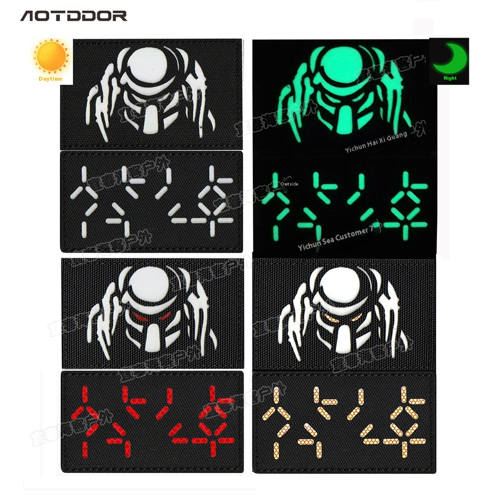 Luminous Reflective Velcro Badge Light Dark Predator Computer Bag Badge