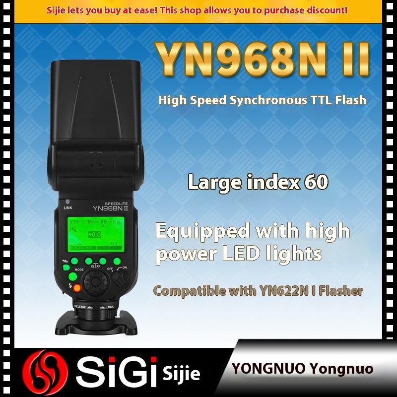 Y O N G N U O Y N968 N I I On-camera Flash L E D Light High-speed Synchronization T T L Hot Shoe Light Suitable For Nikon