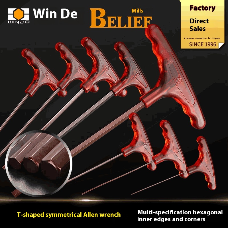 T-type Hexagonal Wrench Mills S2 Steel Hexagonal Wrench Set M4 Hexagonal M6 Wrench T-type Hexagonal